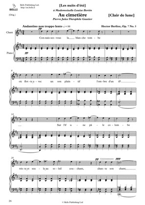 Au cimetiere (Clair de lune), Op. 7 No. 5 (Original key. D Major)