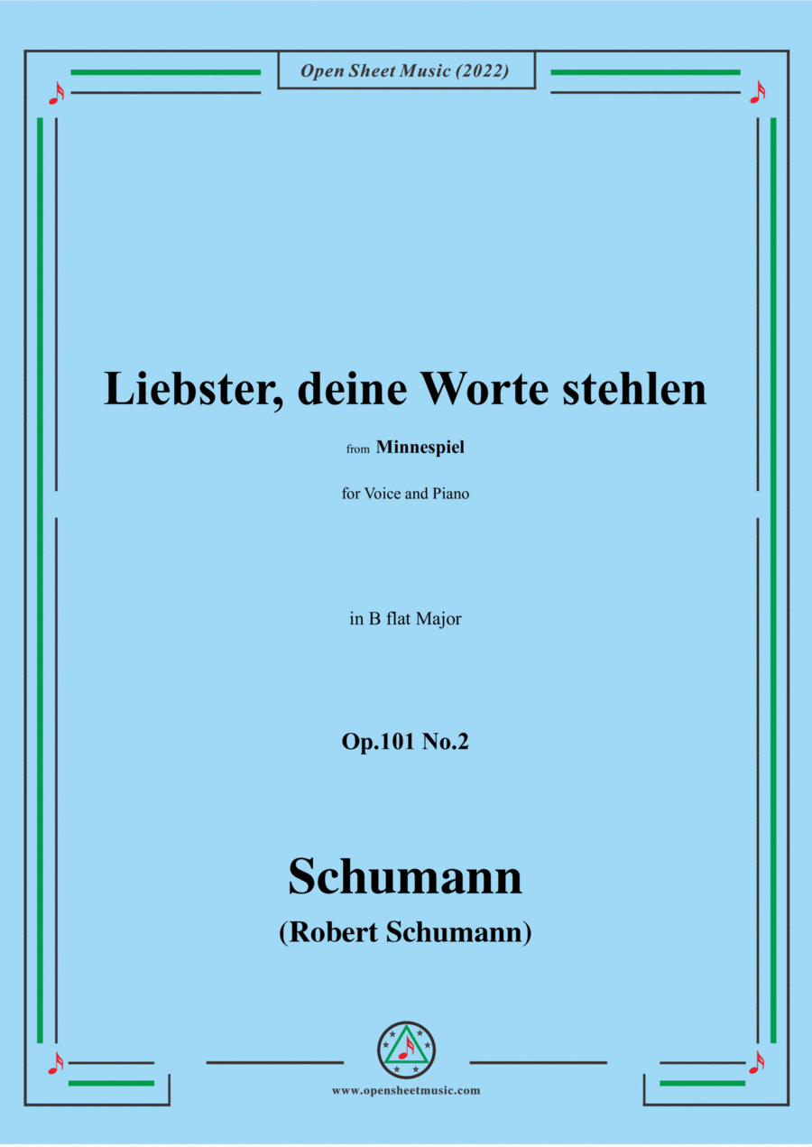 Schumann-Liebster,deine Worte stehlen,Op.101 No.2,in B flat Major Voice scores gallery preview page 1