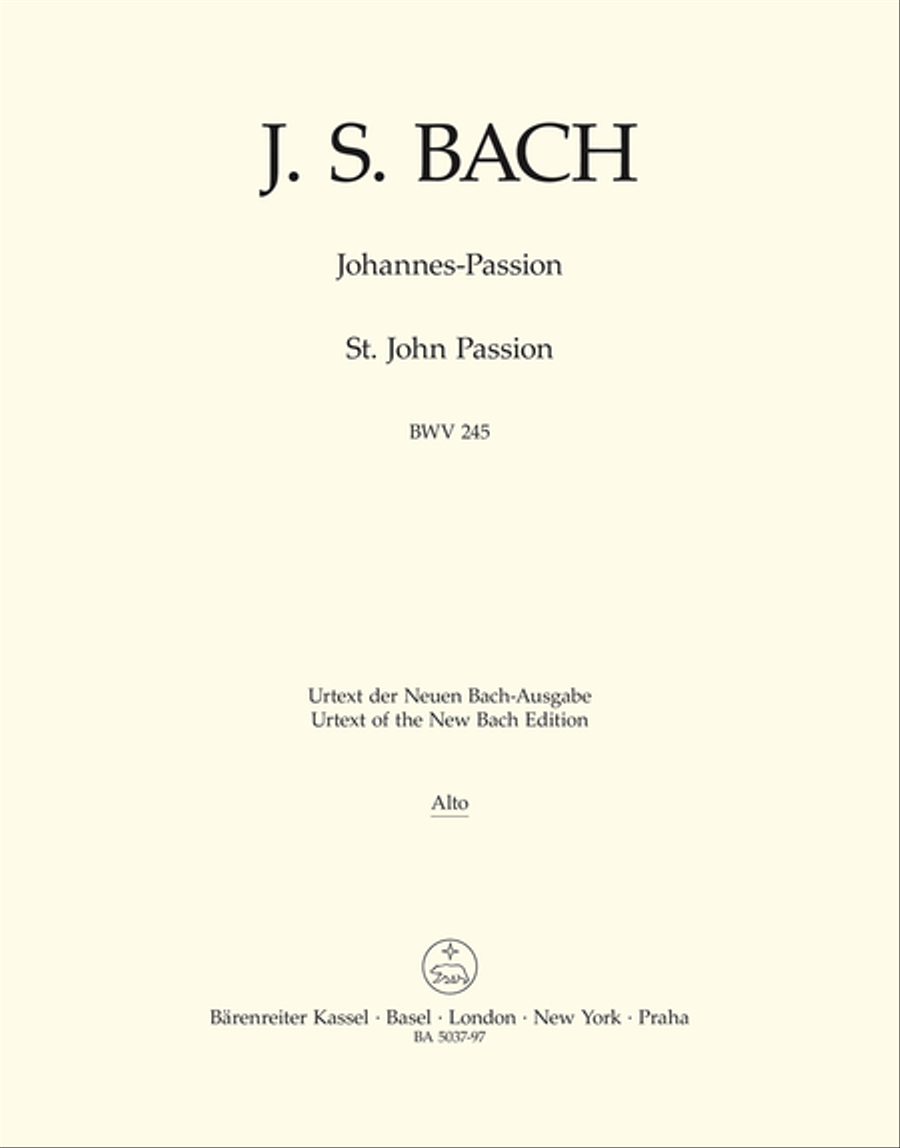 St. John Passion BWV 245 St. John Passion BWV 245 Choir scores gallery preview page 1