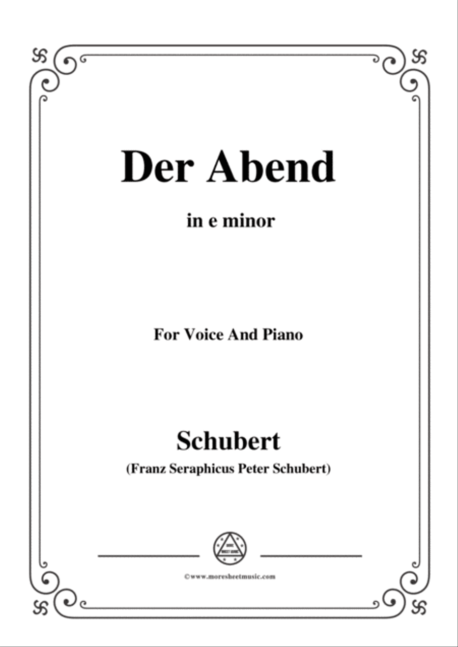 Schubert-Der Abend,in e minor,for Voice&Piano Voice scores gallery preview page 1
