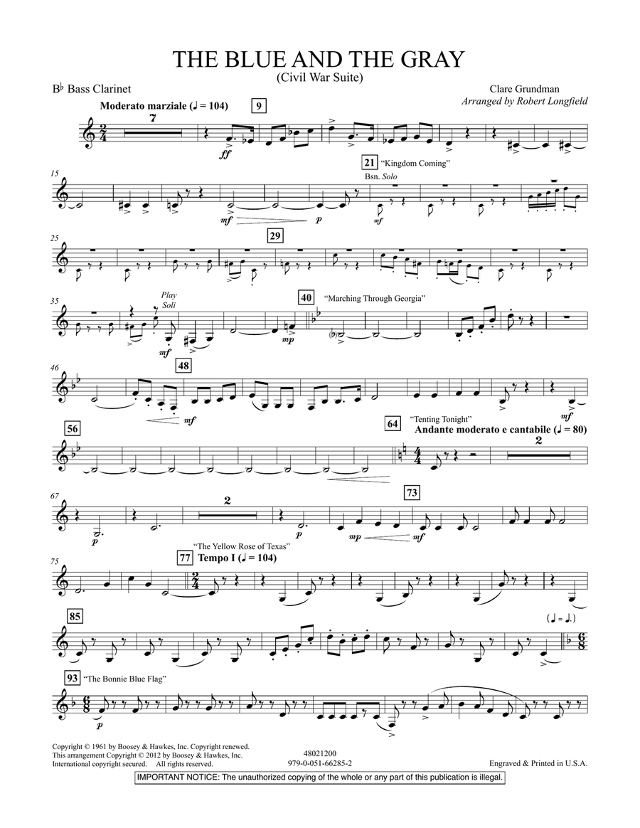 The Blue And The Gray (Young Band Edition) - Bb Bass Clarinet Concert Band scores gallery preview page 1