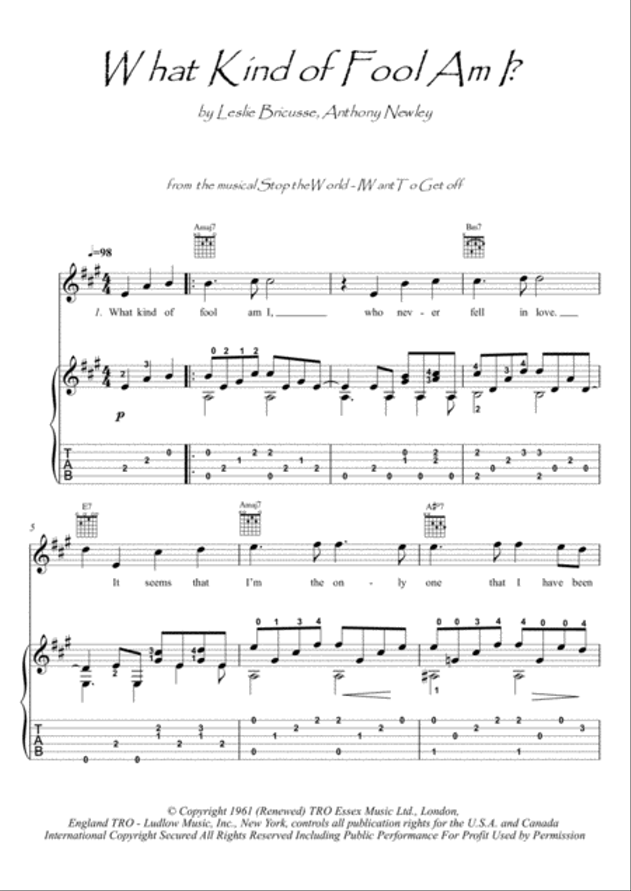 What Kind Of Fool Am I? Electric Guitar scores gallery preview page 1