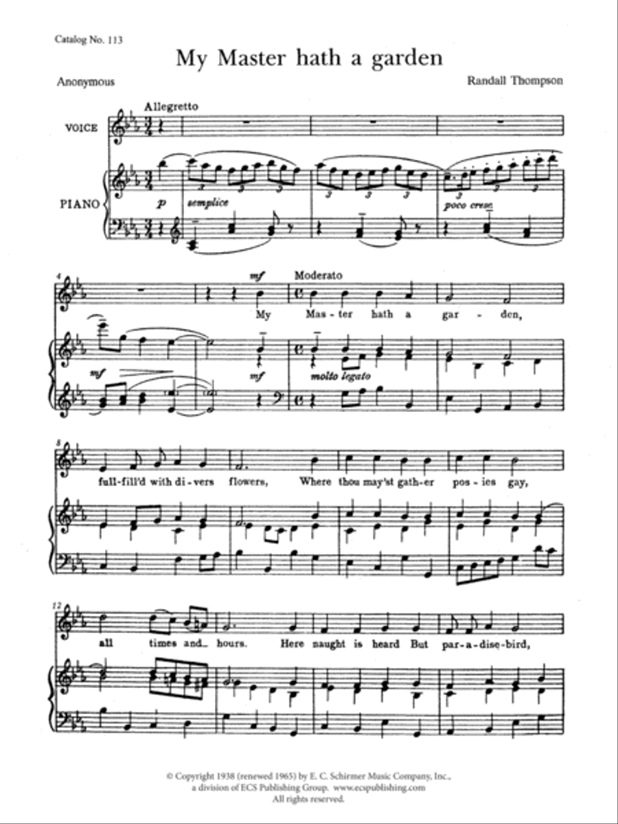 My Master Hath a Garden Medium Voice scores gallery preview page 1