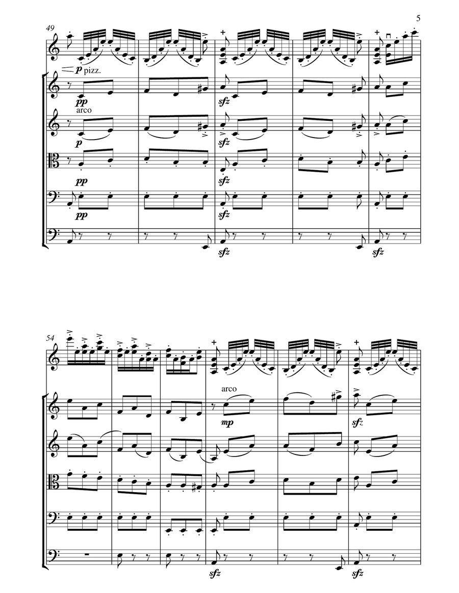 Manuel De Falla Spanish Dance (La Vida breve) arranged for solo violin and string Orchestra , Violin String Orchestra scores gallery preview page 5
