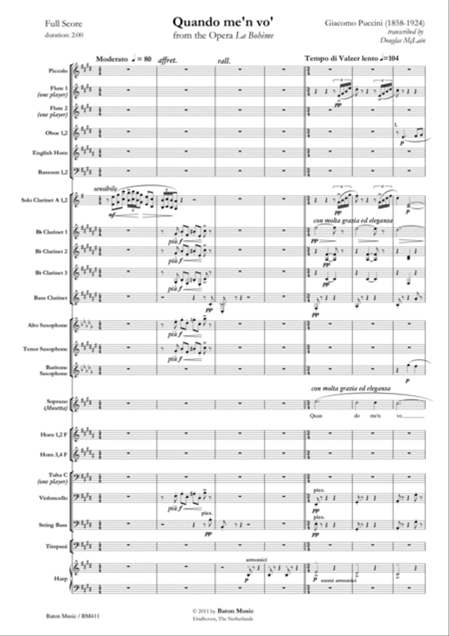 Quando me'en vo' Concert Band scores gallery preview page 2