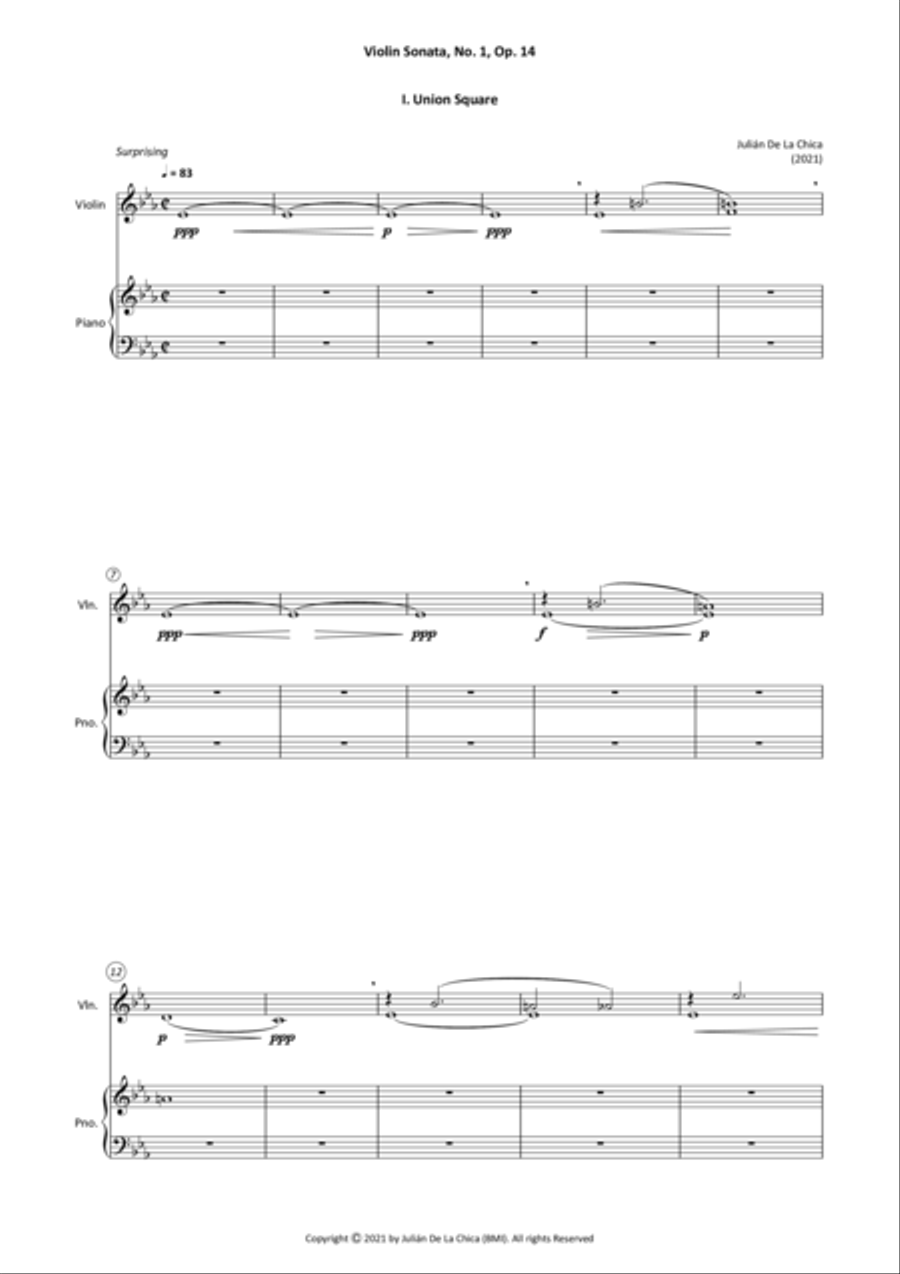 De La Chica: Violin Sonata, No. 1, Op. 14 String Duet scores gallery preview page 4
