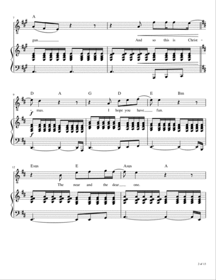 Happy Xmas (war Is Over) Voice scores gallery preview page 3