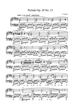 Book cover for Chopin Prelude Op. 28 No. 13 in F Sharp Major