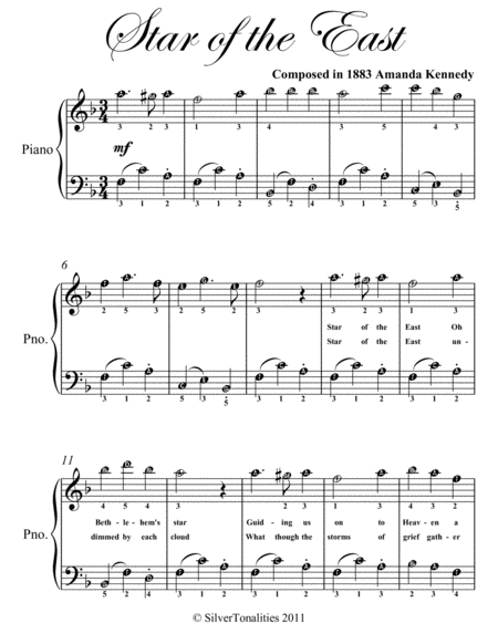 Star of the East Easiest Elementary Piano Sheet Music