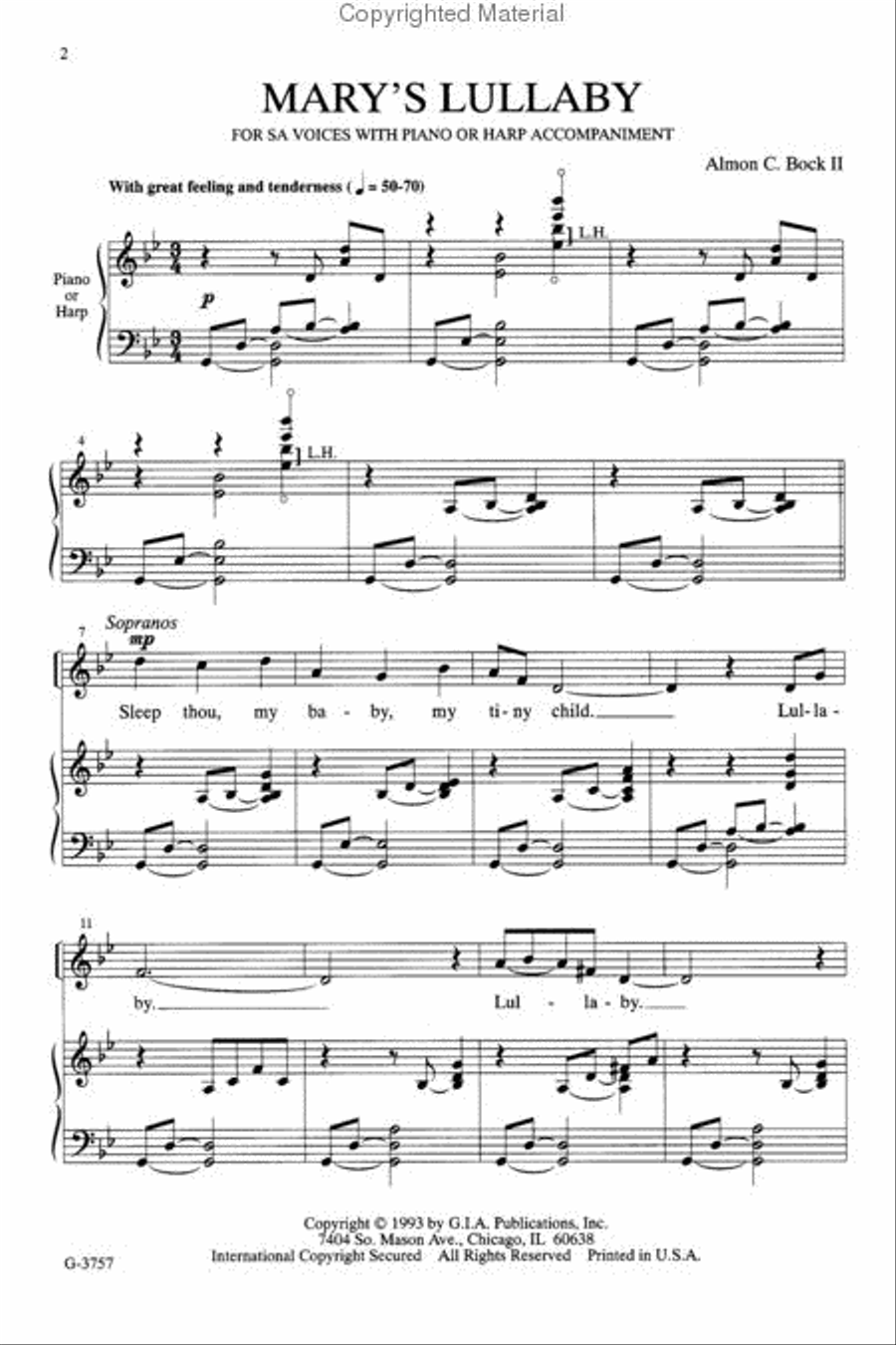Mary's Lullaby SA scores gallery preview page 2