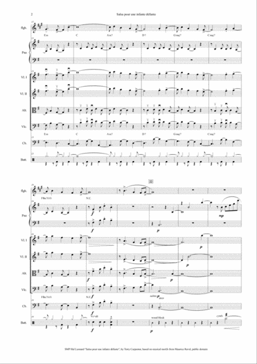 Salsa pour une infante defunte (based on musical motifs from Maurice Ravel) String Orchestra scores gallery preview page 2