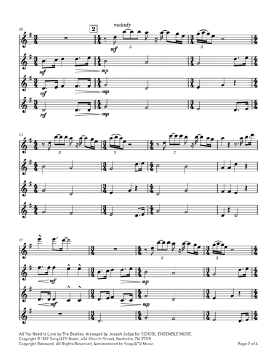 All You Need Is Love All You Need Is Love Clarinet Quartet scores gallery preview page 2