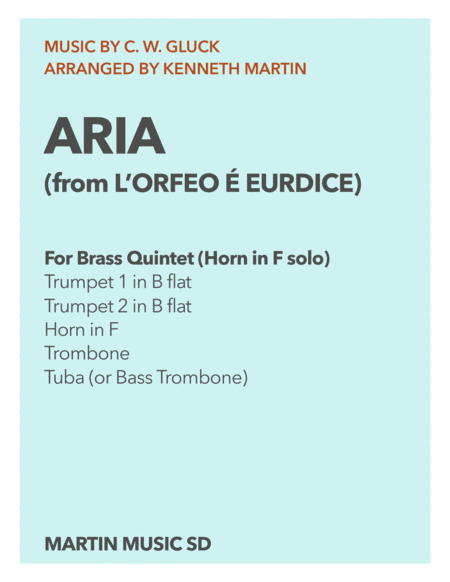 ARIA from L'Orfeo ed Euridice (Gluck) for Brass Quintet (Horn in F solo) image number null