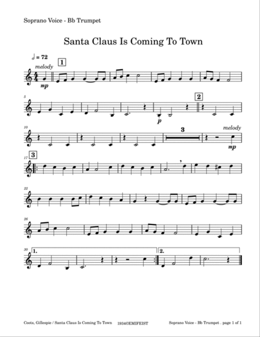 Santa Claus Is Comin' To Town Brass Ensemble scores gallery preview page 4