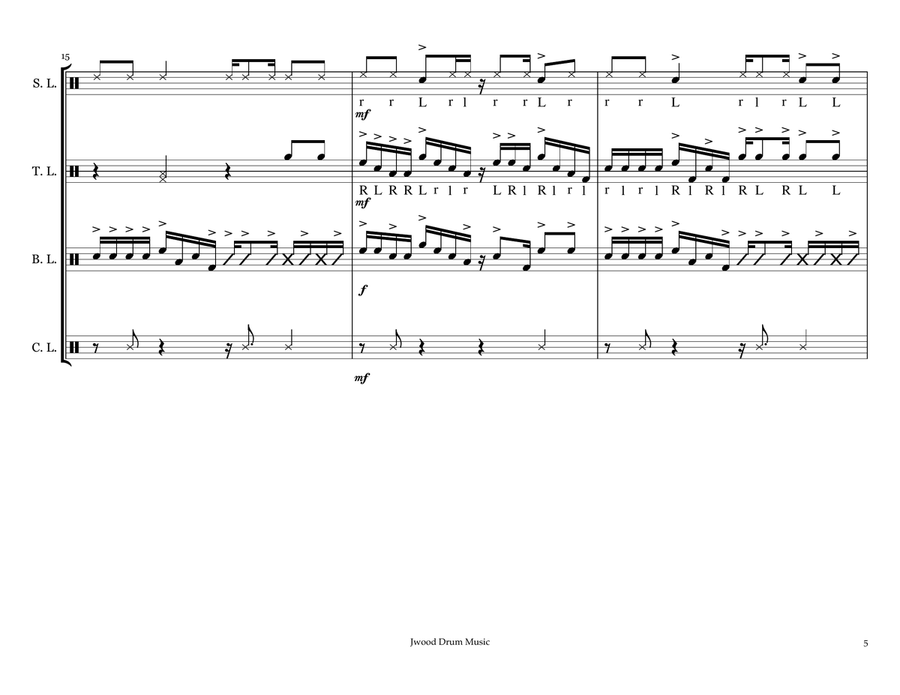 Slap (Drumline Cadence) Marching Band scores gallery preview page 5