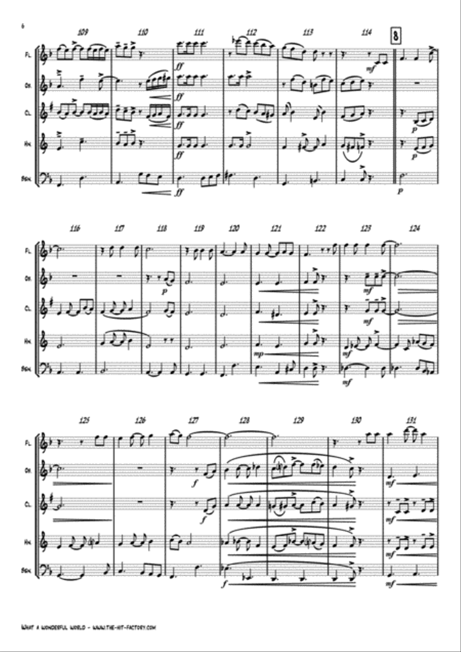 What A Wonderful World Woodwind Quintet scores gallery preview page 6