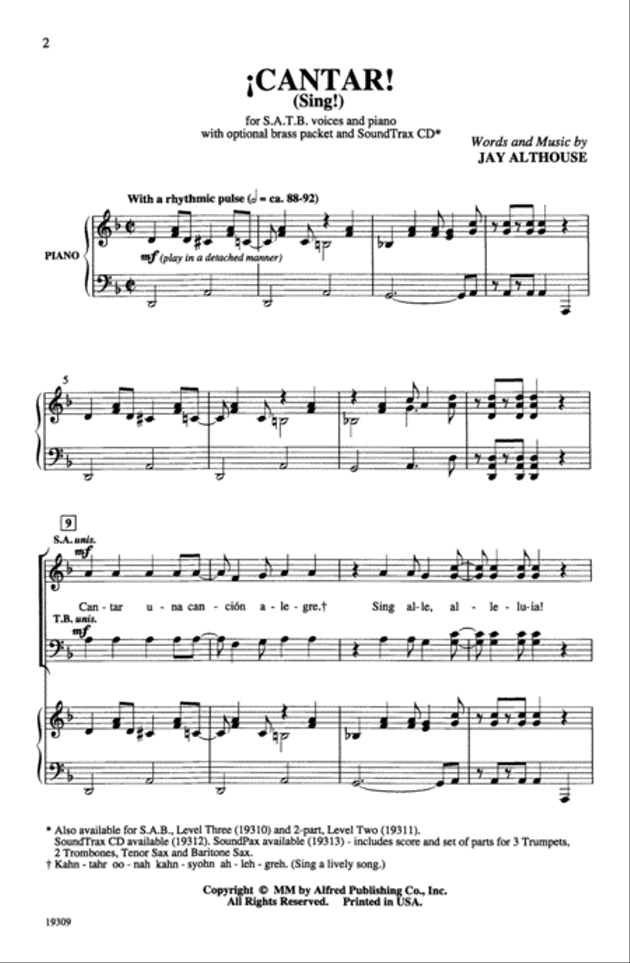 ¡Cantar! (Sing!) Choir scores gallery preview page 1