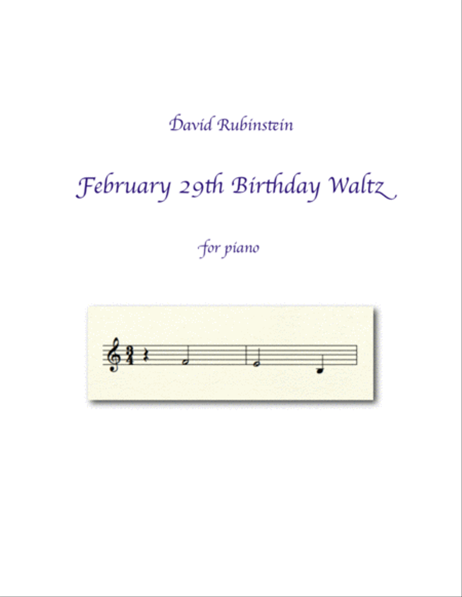 February 29th Birthday Waltz Piano Solo scores gallery preview page 1