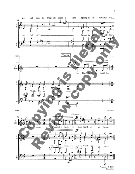 The Sheepheard's Song (Choral Score)