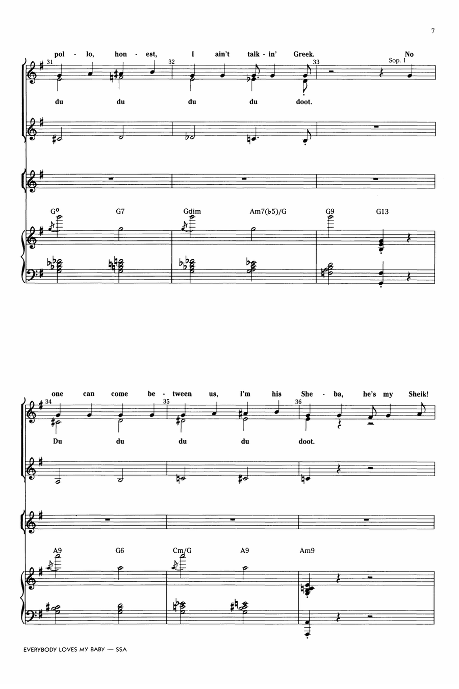 Everybody Loves My Baby (But My Baby Don't Love Nobody But Me) SSA scores gallery preview page 6
