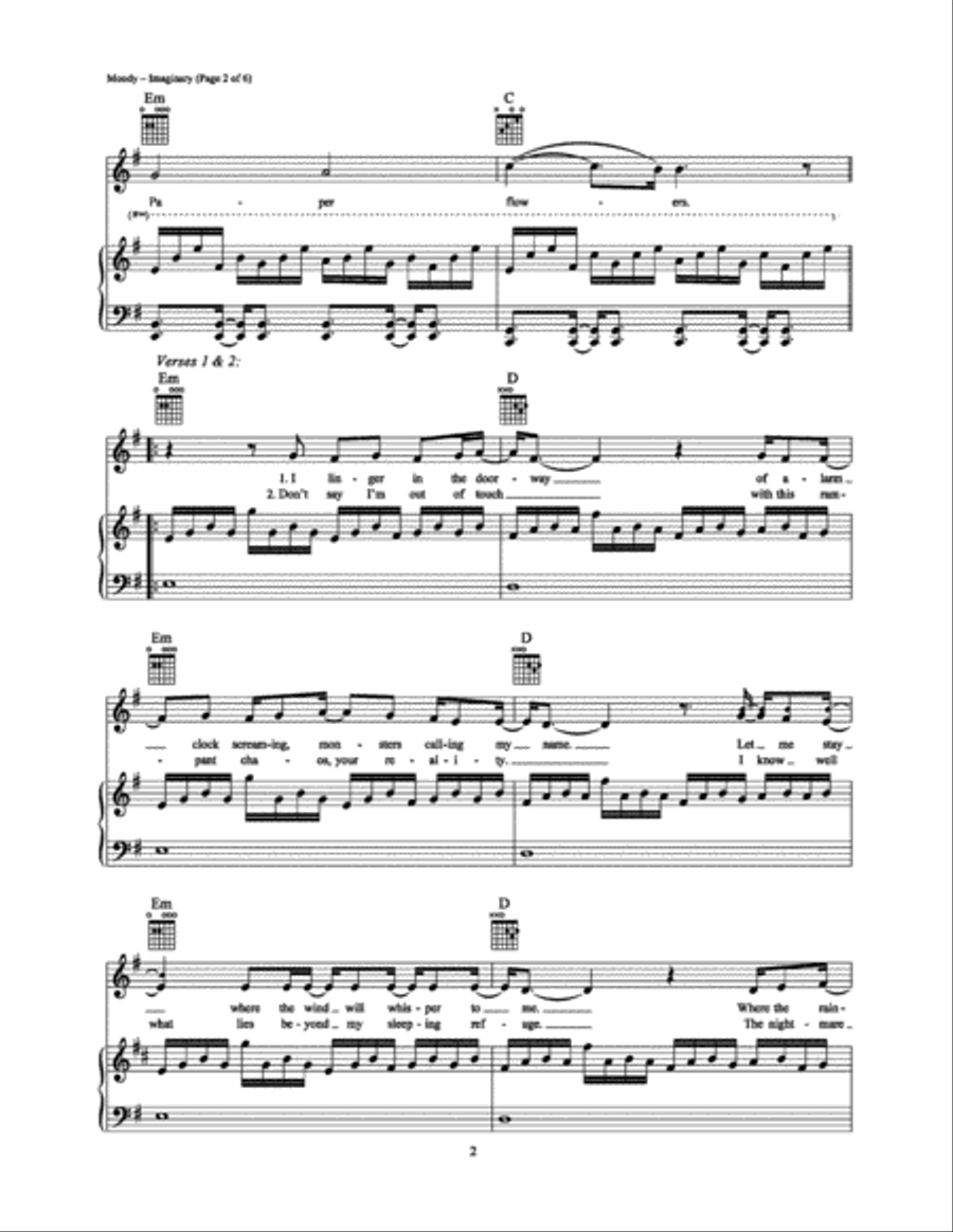 Imaginary Imaginary Piano, Vocal, Guitar scores gallery preview page 2