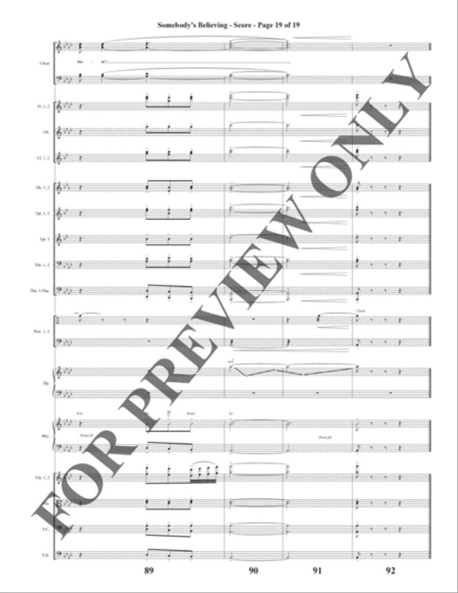 Somebody's Believing - Orchestration Choir scores gallery preview page 20
