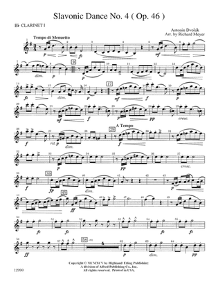 Slavonic Dance No. 4 (Op. 46): 1st B-flat Clarinet