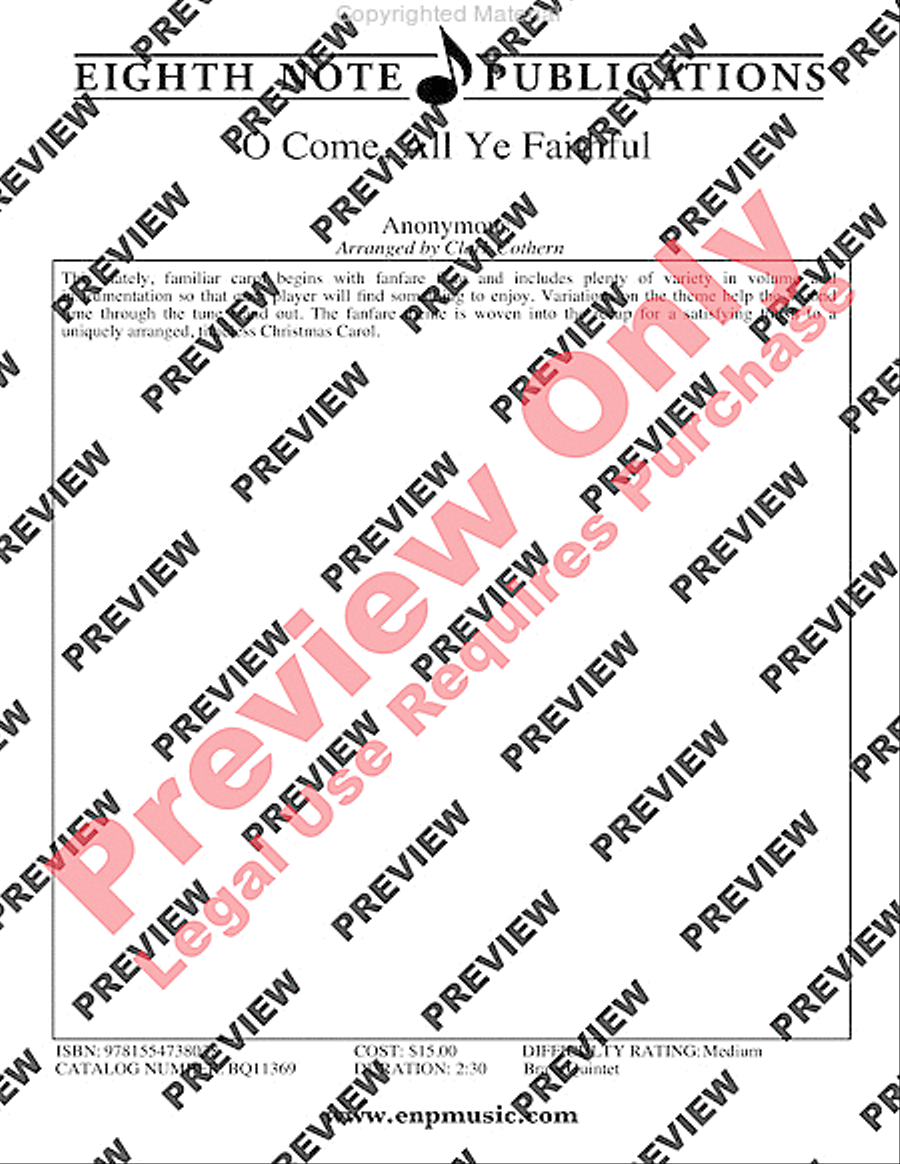 O Come, All Ye Faithful Brass Quintet scores gallery preview page 2