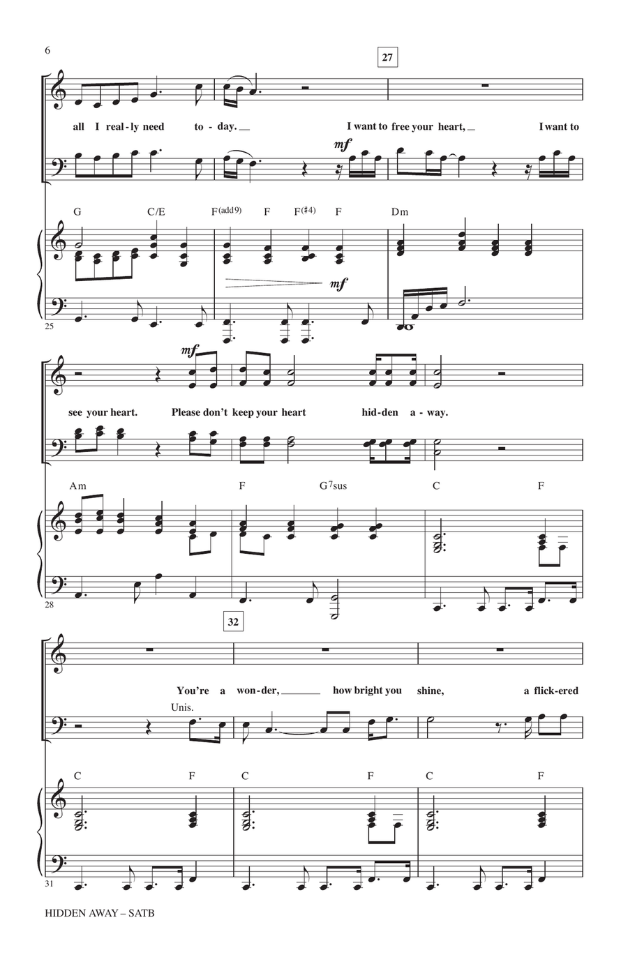 Hidden Away (arr. John Purifoy) 4-Part scores gallery preview page 4