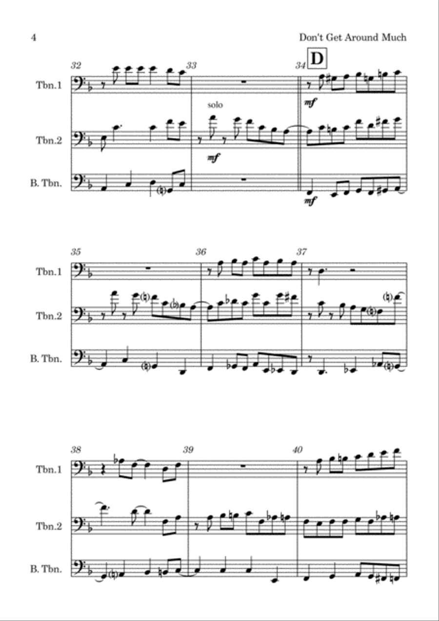 Don't Get Around Much Anymore Brass Trio scores gallery preview page 4