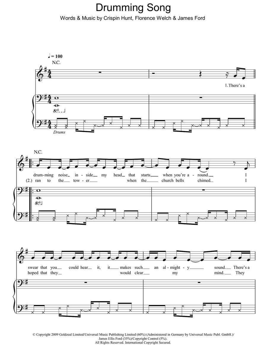 Drumming Song Acoustic Guitar scores gallery preview page 1