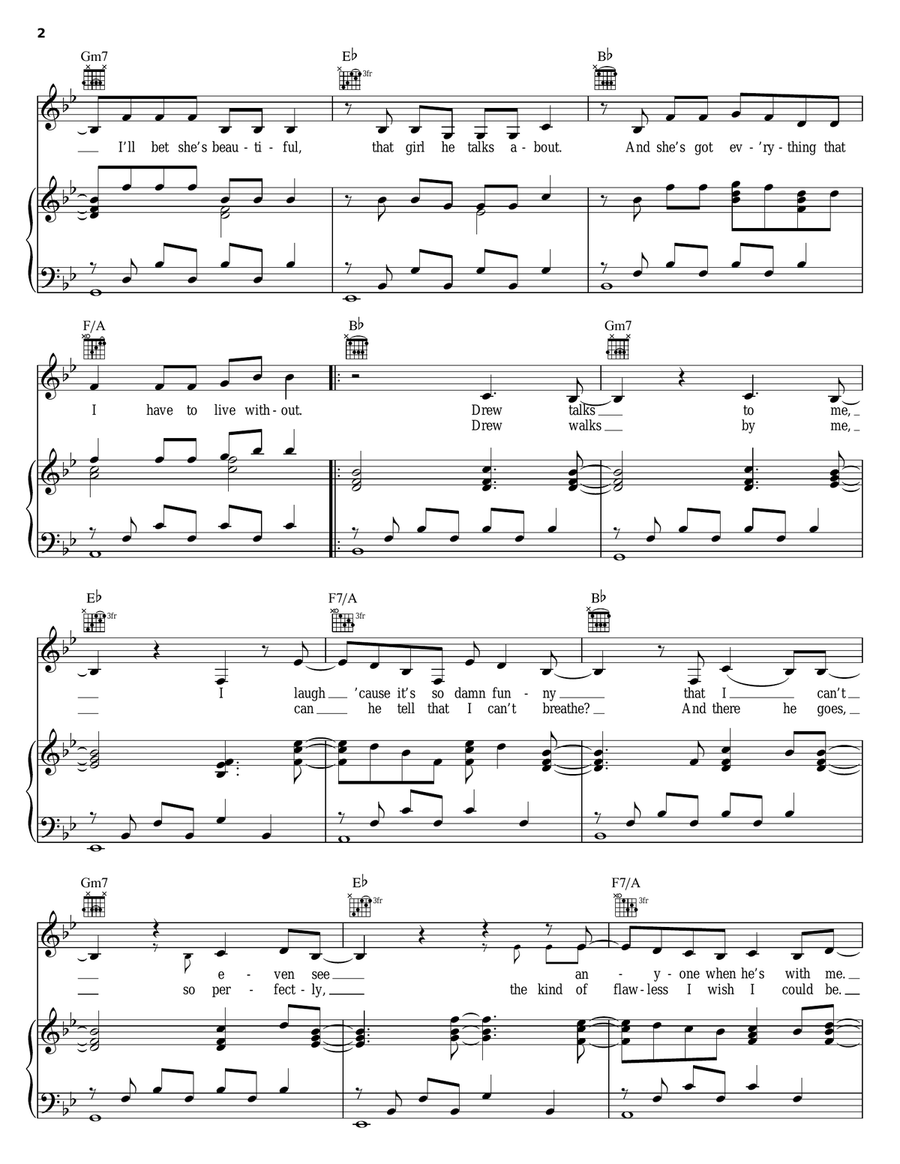 Teardrops On My Guitar Piano, Vocal, Guitar scores gallery preview page 2