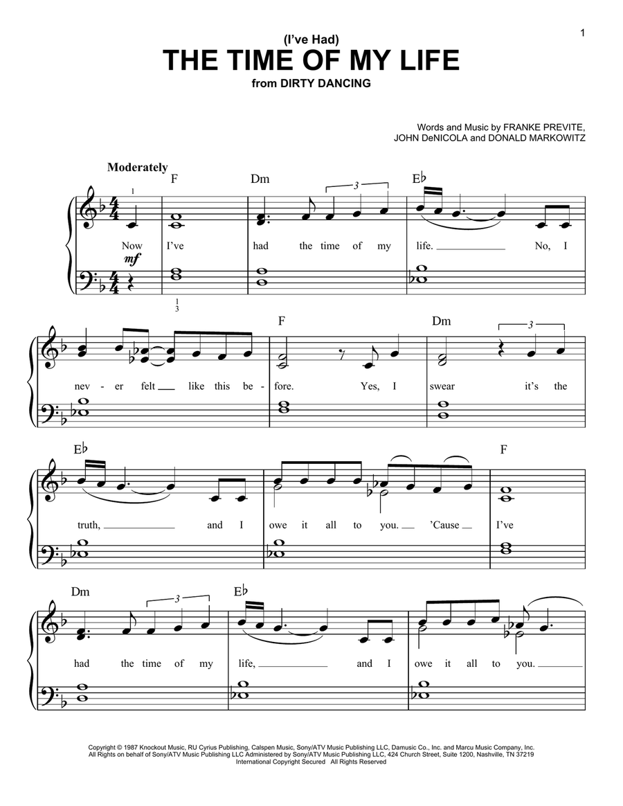 (I've Had) The Time Of My Life Voice scores gallery preview page 1