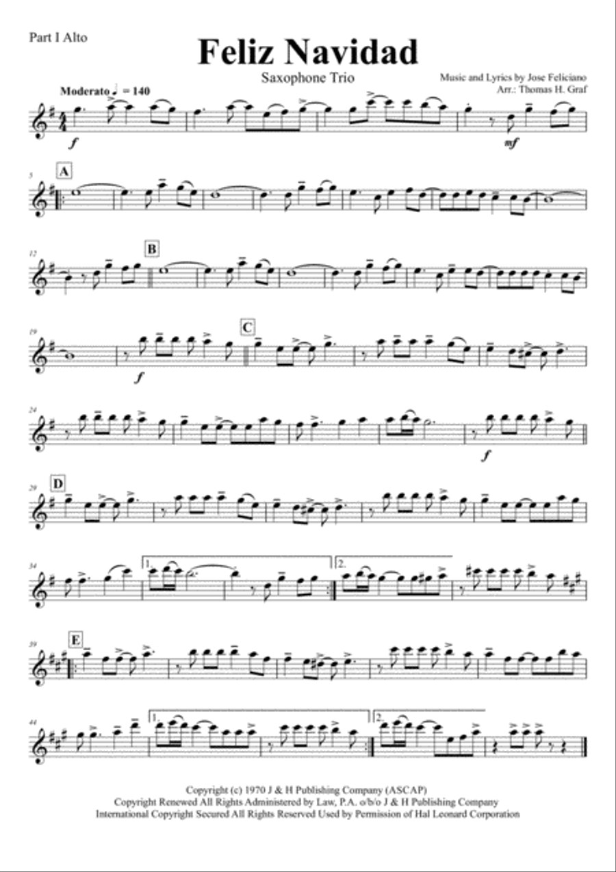 Feliz Navidad Woodwind Trio scores gallery preview page 4