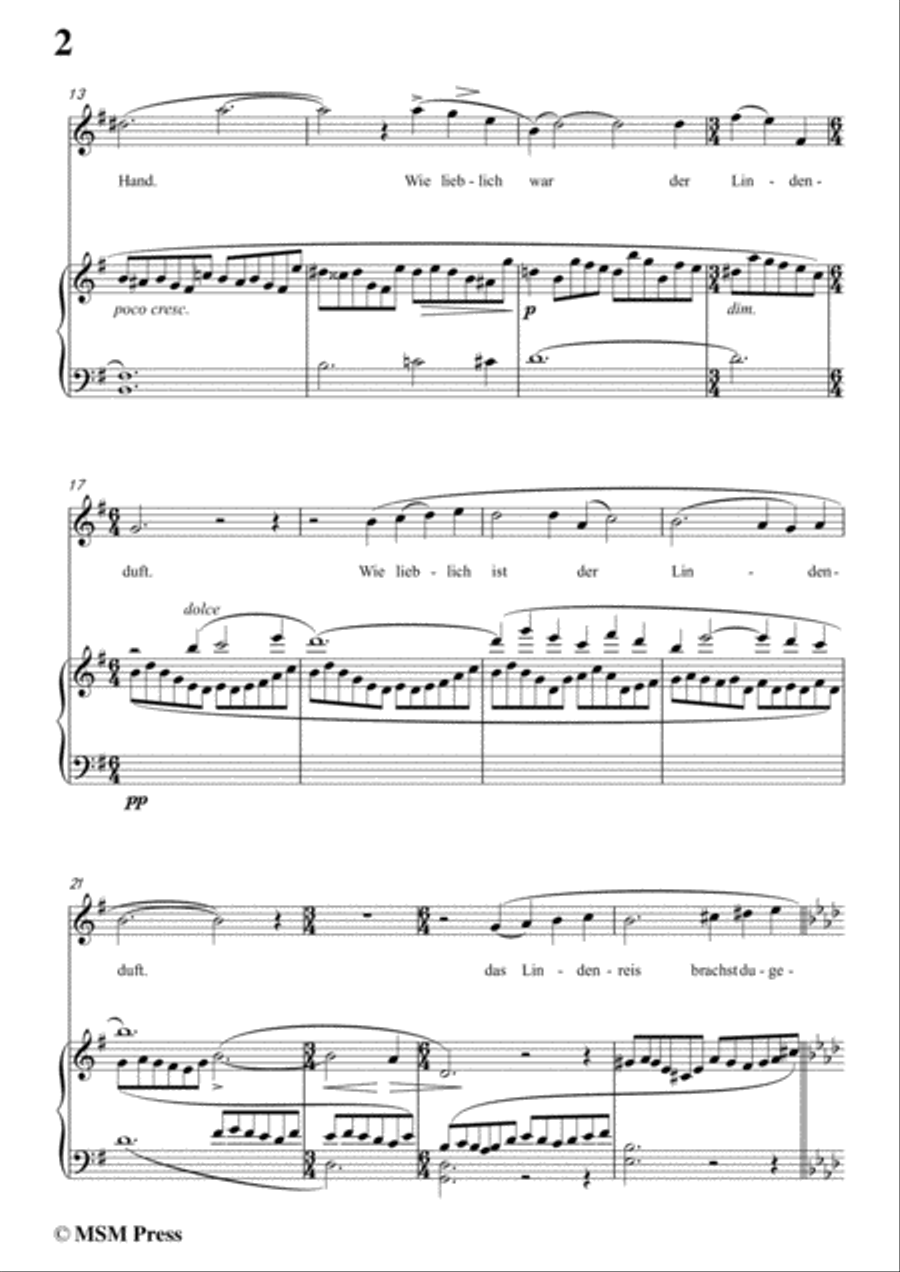 Mahler-Ich atmet' einen linden Duft in G Major,for Voice and Piano Voice Solo scores gallery preview page 4