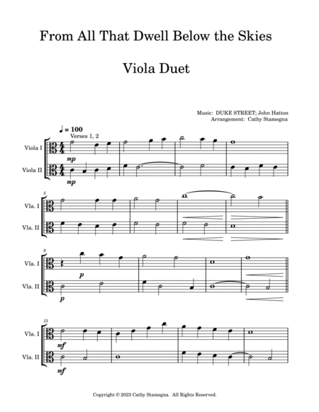 From All That Dwell Below the Skies (Viola Duet) image number null