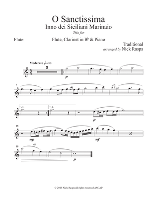 O Sanctissima (Flute, Clarinet & Piano) Flute part