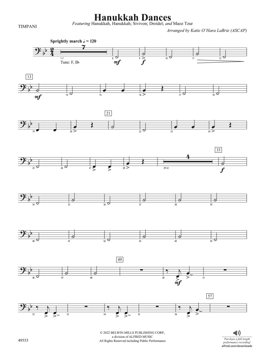 Hanukkah Dances: Timpani Concert Band scores gallery preview page 1