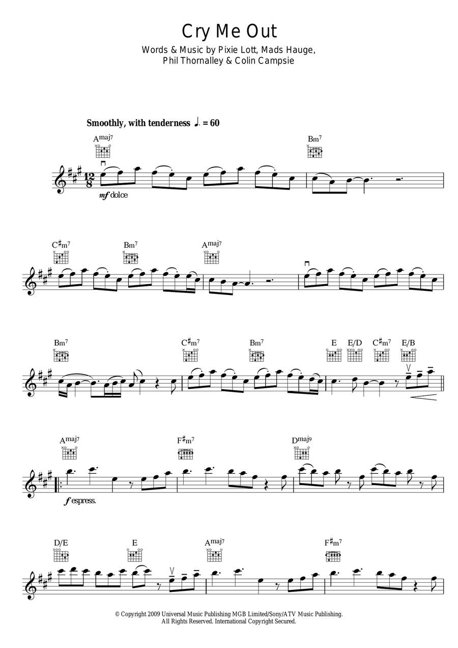 Cry Me Out Cry Me Out Violin Solo scores gallery preview page 1