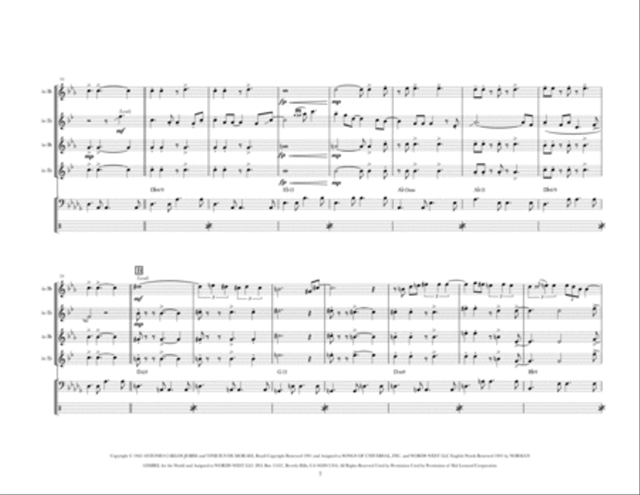 The Girl From Ipanema (Garota De Ipanema) Saxophone Quartet scores gallery preview page 3
