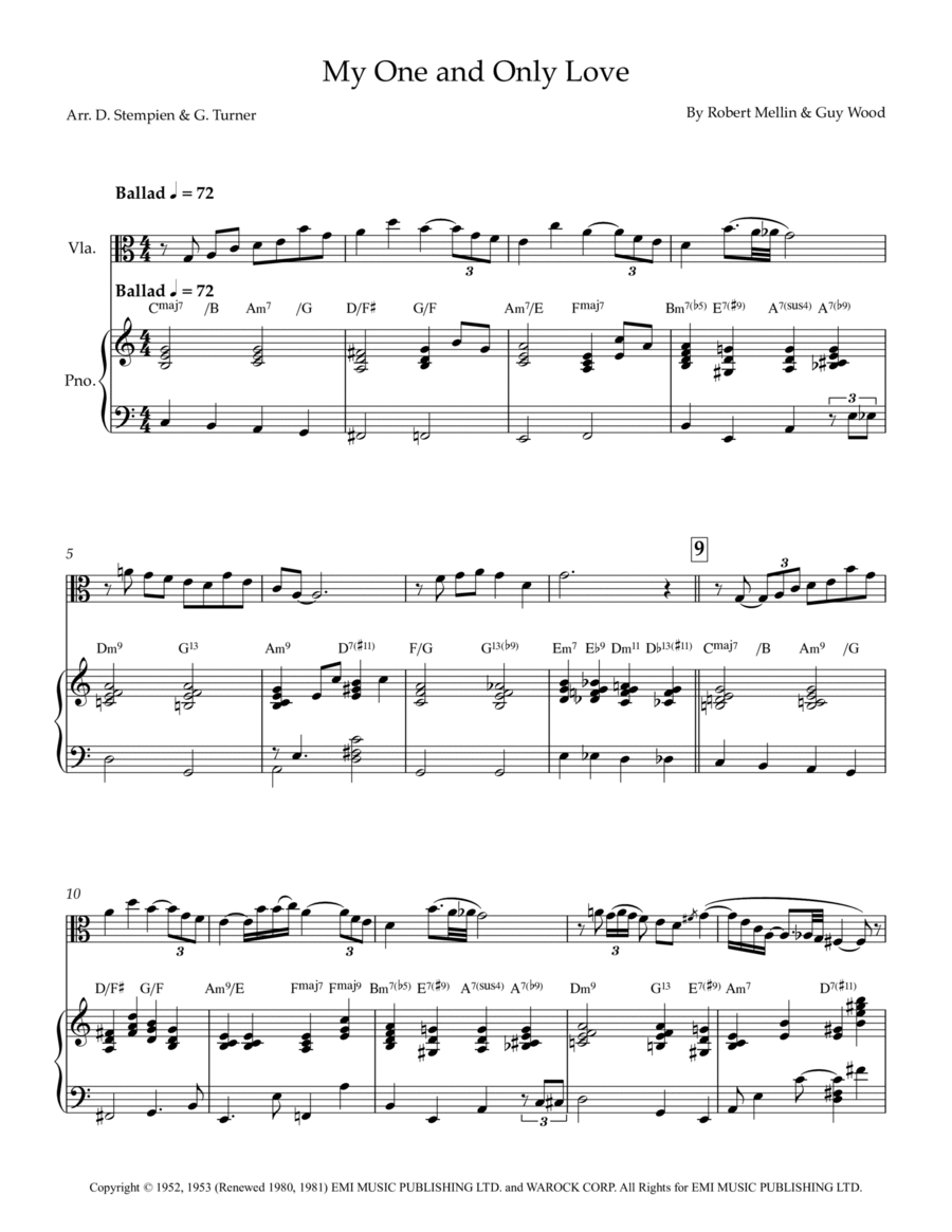 My One And Only Love Viola scores gallery preview page 1