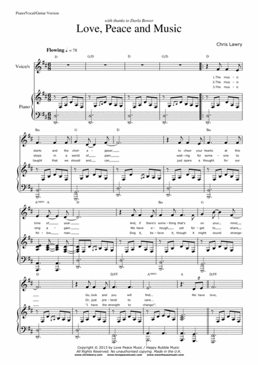 Love Peace and Music (Piano Vocal Guitar Score) image number null