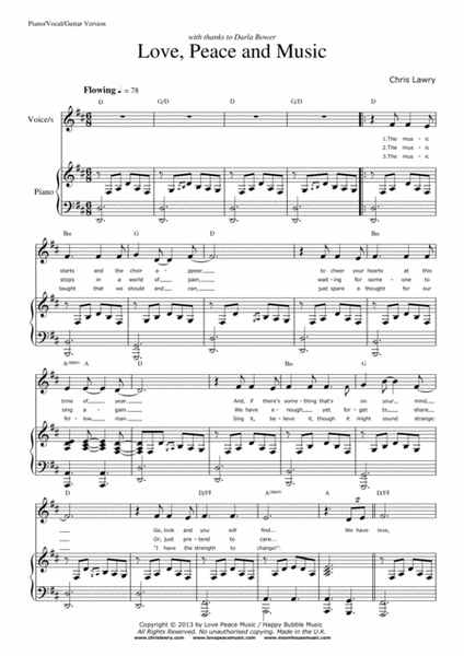 Love Peace and Music (Piano Vocal Guitar Score) image number null