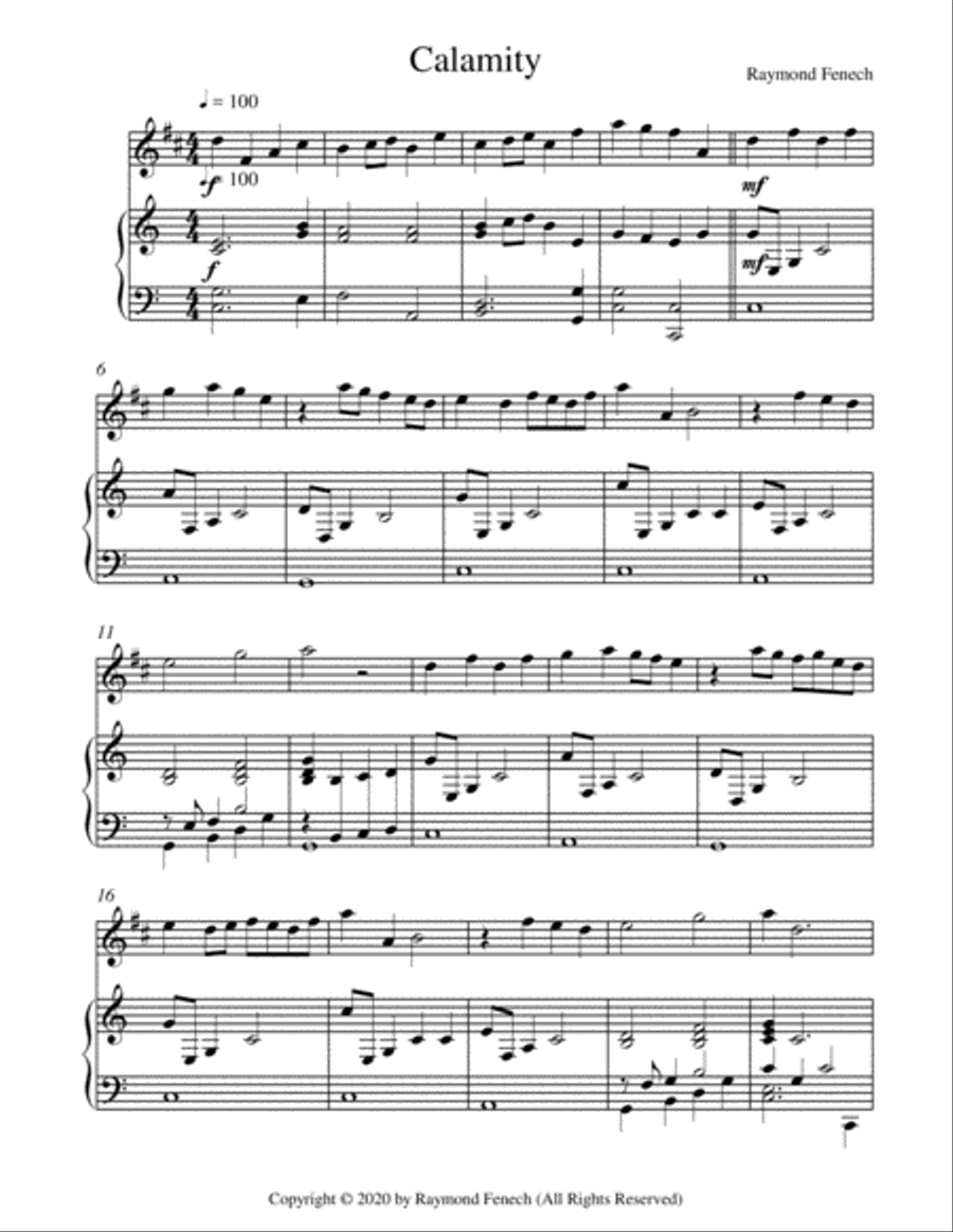 Calamity - For Bass Clarinet and Piano Bass Clarinet scores gallery preview page 4