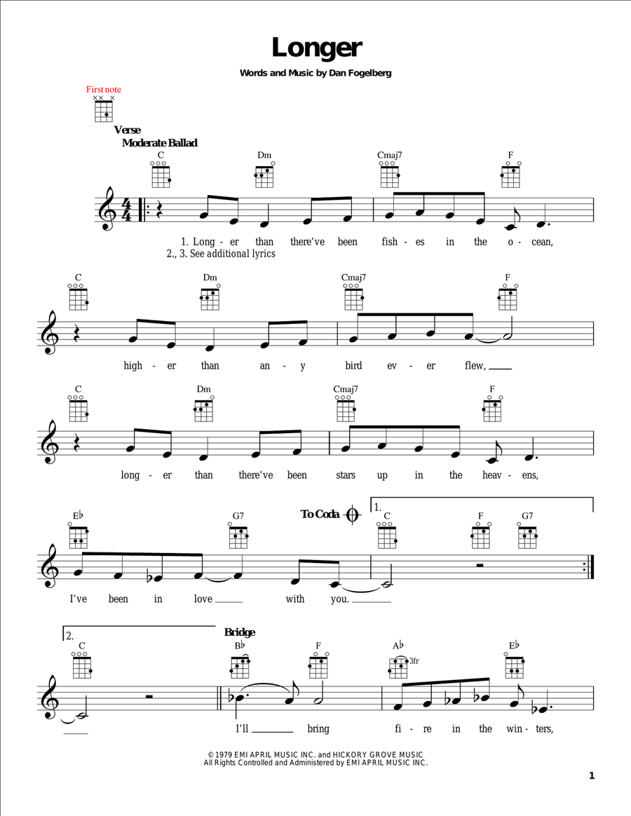 Longer Ukulele scores gallery preview page 1