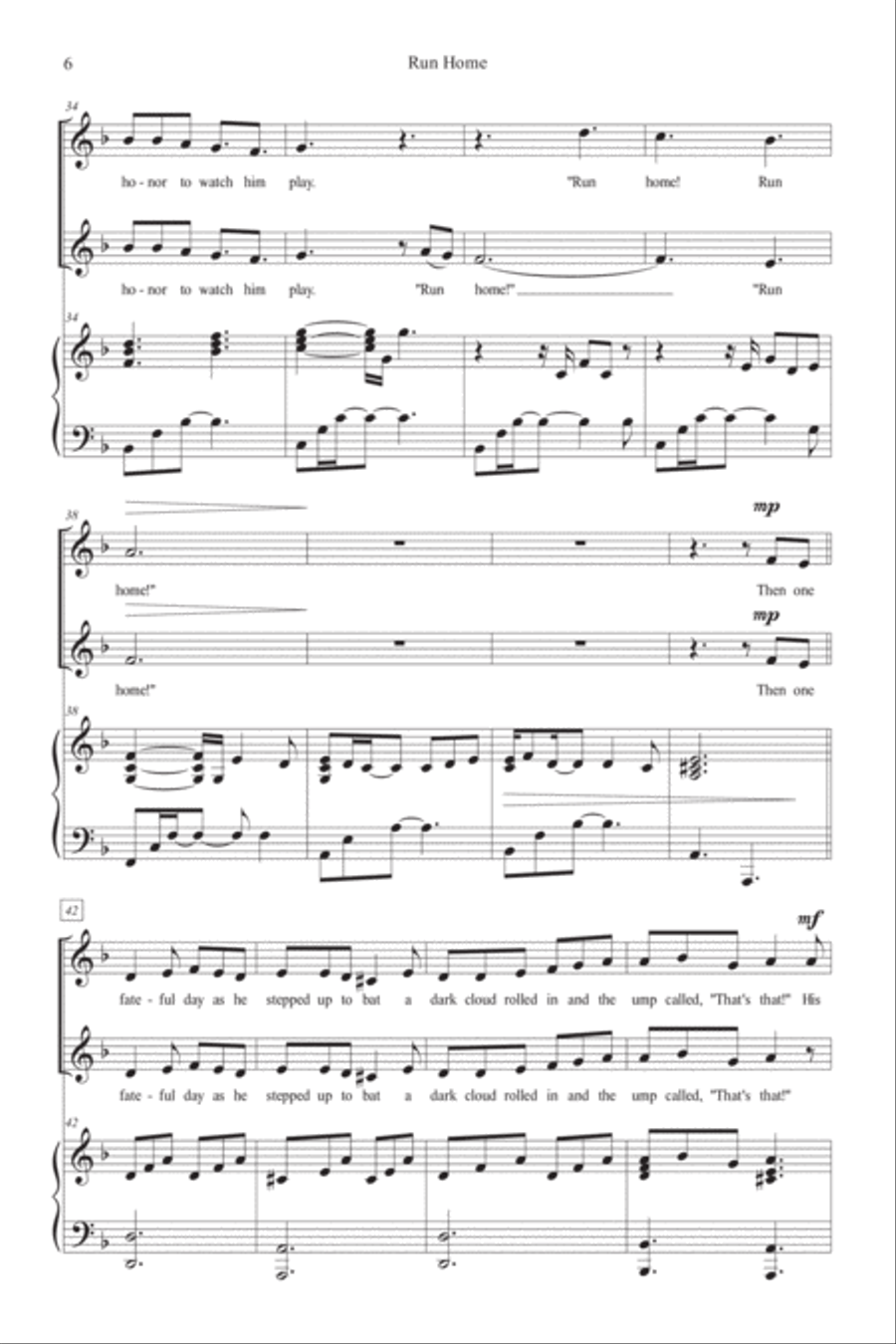 Run Home: The Ballad of the Little Slugger SA SA scores gallery preview page 6