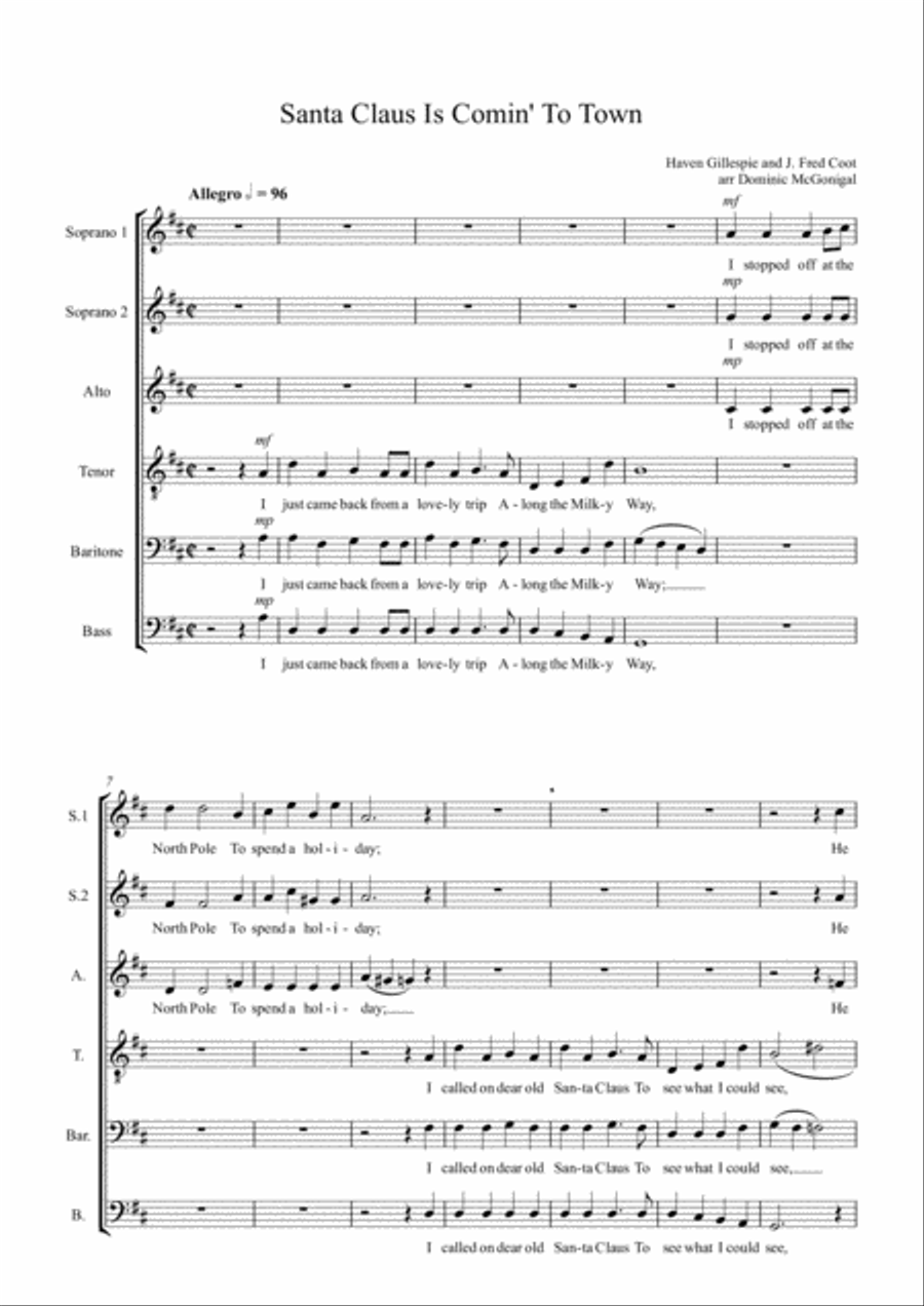 Santa Claus Is Comin' To Town Divisi scores gallery preview page 2