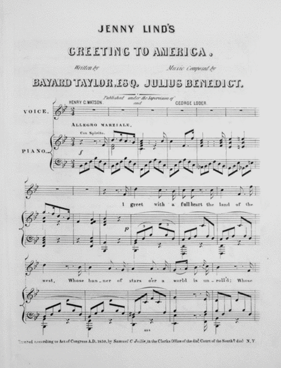 Jenny Lind's Greeting to America