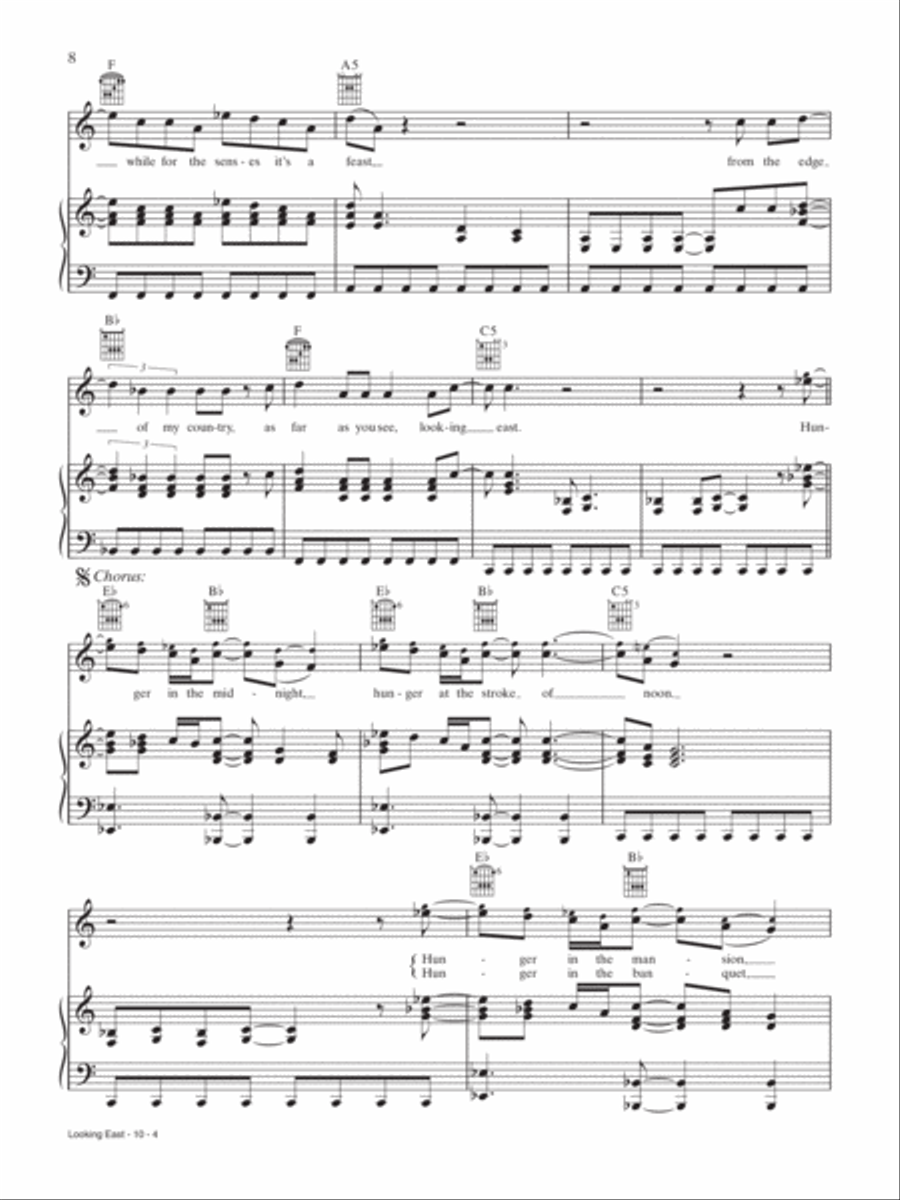 Looking East Piano, Vocal, Guitar scores gallery preview page 4