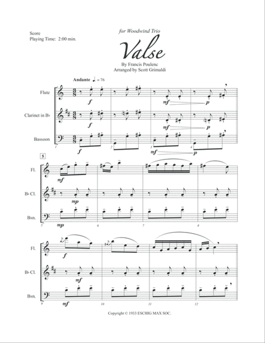 Valse (album Des Six) Woodwind Trio scores gallery preview page 2